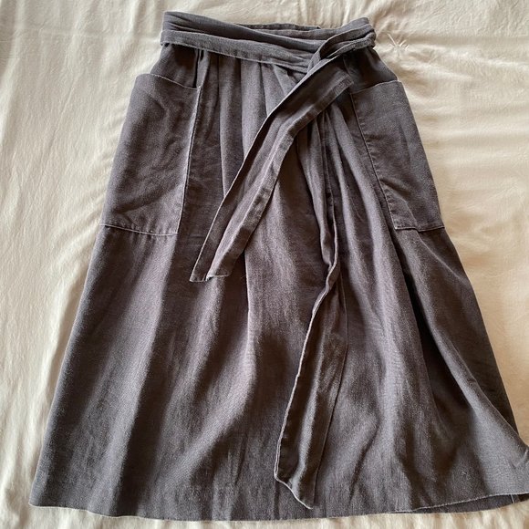 Horses Atelier Grey Linen Patch Pocket Skirt Size 3 - Picture 4 of 8